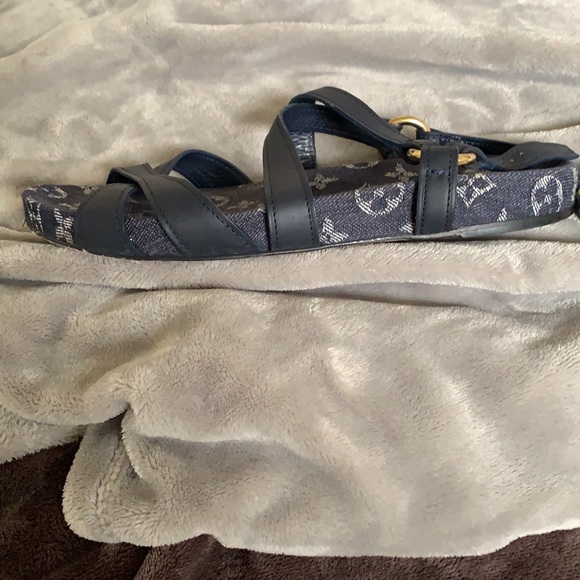 Louis Vuitton Denim Leather Sandals 38.5 - Picture 4 of 13